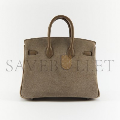 HERMÈS MASTER BIRKIN 25 CHAMOIS ELEPHANT GREY SILVER BUCKLE H028369CC15 (25*20*13cm)